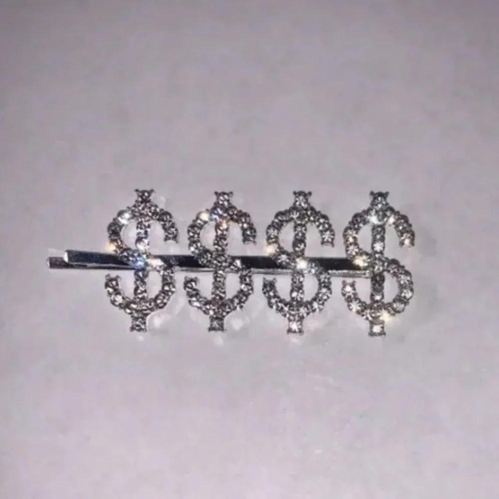 NEW Gold Bling $$$ word hair clip rhinestone‎ sparkle hair clip